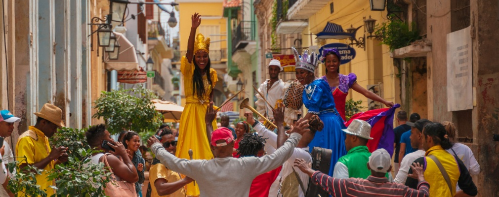 People dancing in the streets of Havana