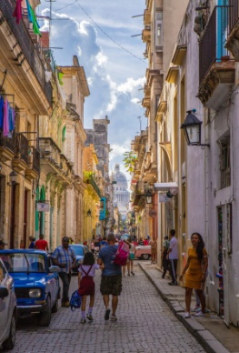 People and cars on the streets of Havana